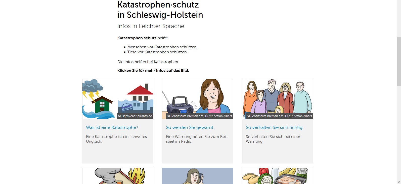 Homepage und Broschüre Katastrophenschutz in leichter Sprache